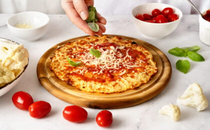 Pizza en croûte de chou-fleur - recette de régime pour la goutte